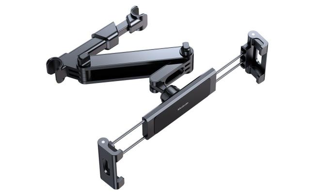 Mcdodo CM-4320 Car Headrest Mount Constructed from ABS, silicone, and Aluminium Alloy 60-Degree Rotation for Tablet and Phone- Black